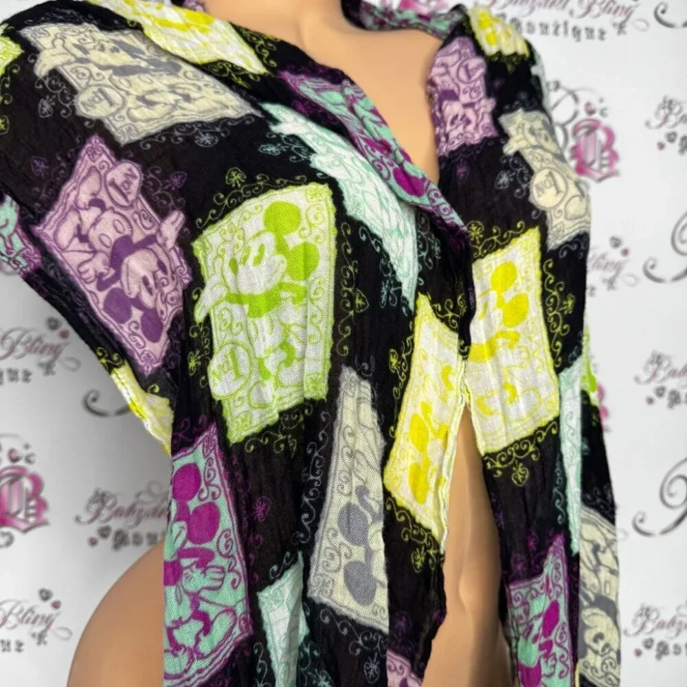 Disney scarf Mickey Mouse cards soft colorful Patchwork Sheer comfy